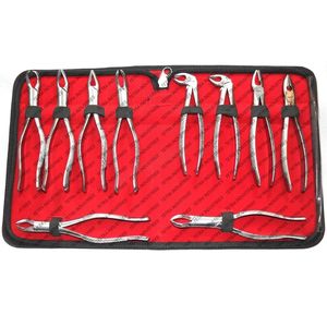 Ensemble de 10 pinces d'extraction dentaire en acier inoxydable allemand, kit de pinces d'extraction dentaire, instrument chirurgical dentaire certifié CE - Product Image 1