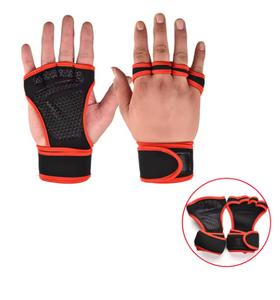 Breathable Sports Gloves Wrist Length Black Red Polyester Style For Spring Autumn Workout Use - Product Image 2