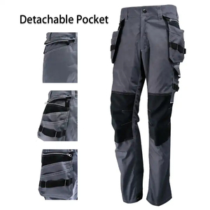 Grey <b>Black</b> Utility <b>Work</b> <b>Pants</b> with Tool Pockets Durable Industrial Cargo Trousers for Construction Workwear Safety <b>Pant</b> - Product Image 5