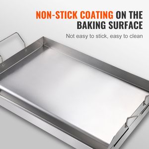 Piastra Rettangolare per Fornello in Acciaio Inox Pretrattato 23,5''x16'', Doppio Bruciatore, Padella Familiare Antiaderente Ovale per Uso Domestico - Product Image 4