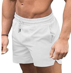 Shorts de bain amples vintage blancs à taille élastique, séchage rapide, pour l'été, avec cordon de serrage - Product Image 1