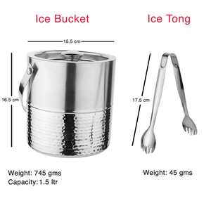 Seau à glace isotherme en acier inoxydable à double paroi avec pince, design martelé, pour boissons, idéal pour la maison, les bars, les fêtes et les événements - Product Image 4