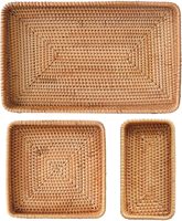 Plateau de service tendance en rotin tressé fait main, personnalisable, écologique, durable, style bohème, pour salle de bain, salon, restaurant