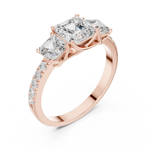 Bague en cluster de haute qualité certifiée GRA, sertie de diamants de laboratoire taille Asscher, sur commande, bijoux fins au prix le plus bas - Product Image 3