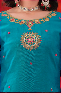 Conjunto Sharara Firoza Turquesa con Dupatta Leheriya - Product Image 3