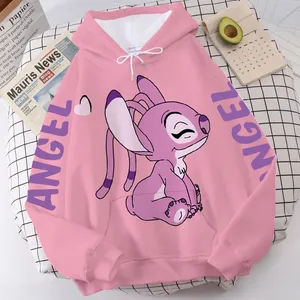 Pour Disney unisexe femmes à capuche mode point ange monstre lettre dessin animé pull avec mignon Harajuku Style poche haut 01 L - Product Image 1