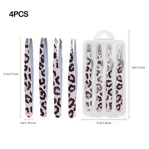 4 in 1 Professional Eyebrow Tweezer Colorful Hair Beauty Fine Hairs <b>Puller</b> Stainless Steel Slanted Fine Tip Brow Tweezer - Product Image 2