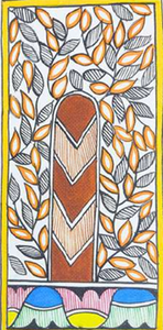 Pintura Mural Original de Bihar Madhubani - Arte Folclórico Metálico 3D Hecho a Mano en Jharkand para Decoración del Hogar por Ojistha Industries - Product Image 3