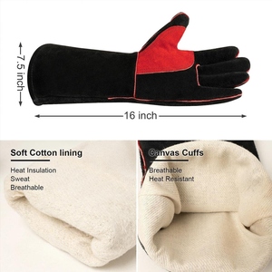 Gants de soudage en cuir de vachette pleine fleur, résistants à l'abrasion et à la chaleur, pour travaux lourds, construction, lutte contre les incendies, barbecue - Product Image 5