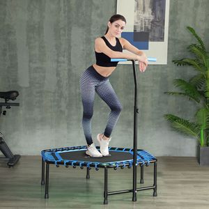 Trampolín Rebounder Quiet Blue de 45 Pulgadas para Adultos con Luces LED y Manillar Ajustable - Product Image 1