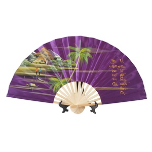 Éventail de décoration en soie et papier pliant en bambou, style traditionnel vietnamien, décor personnalisé de marque - Product Image 1