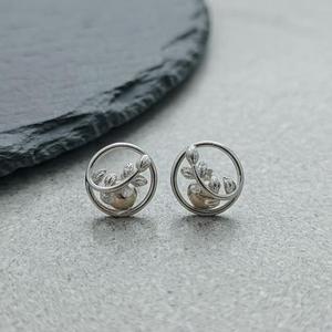 DIVYORO Women's Nature's Loop 925 <b>Silver</b> <b>Stud</b> Earrings - Product Image 3
