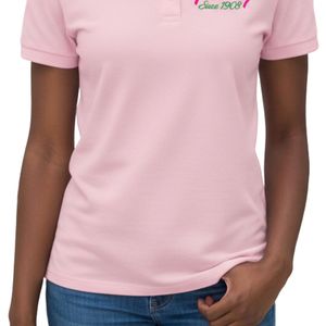 Camiseta Polo Rosa para Mujer, Bonita desde 1908, con Bordado Verde, de Algodón, Manga Corta, Estilo Casual, Ropa Griega, Top de Verano - Product Image 6