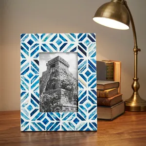 Handmade Blue Geometric Resin Eco-Friendly Durable Vertical Wall <b>Mount</b> <b>Photo</b> <b>Frame</b> Modern Luxury Look Picture Holder - Product Image 4