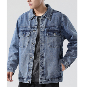 New arrival <b>men</b> trendy cardigan coat casual printed slim denim jackets - Product Image 2
