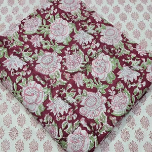 Tela de Algodón Orgánico Ecológica Hecha a Mano en India, Peso Medio 90 GSM, Estampado Floral, para Confección de Cortinas, Camisas y Fundas - Product Image 1