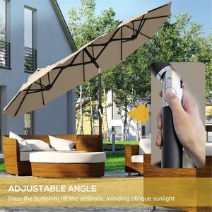 Sombrilla de Patio Beige de doble cara extra grande para mercados al aire libre Jardines Piscinas Patio trasero Playas con sistema de manivela - Product Image 4