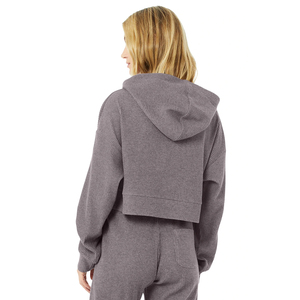 Sudadera de punto con capucha extragrande para mujer, color liso, hombros caídos, manga larga, para otoño - Product Image 3