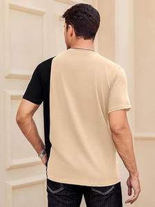 Camisetas Casuales para Hombre, Cuello Redondo, Camisetas de Color en Contraste, Camisetas de Manga Corta con Bloques de Color - Product Image 4
