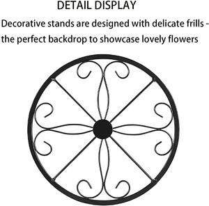 Support de plante rond élégant en métal avec décorations sculptées, support de pot de fleurs surélevé pour l'intérieur, la maison, le patio, le balcon et le jardin - Product Image 2