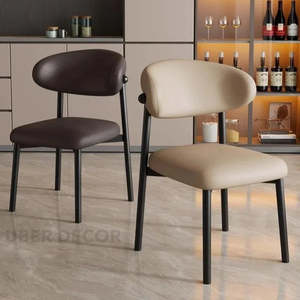 NORDLUX Chaise de salle à manger nordique moderne avec dossier incurvé pour la maison, la cuisine et le restaurant. - Product Image 1