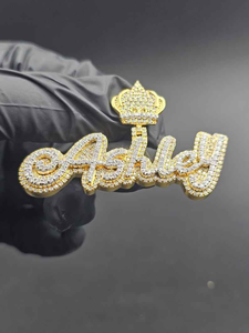 Luxury Moissanite <b>Custom</b> Crown <b>Name</b> Pendant <b>Necklace</b> 925 Silver Iced Out Script Letter Charm Hip Hop Jewelry Gift for Men Women - Product Image 6