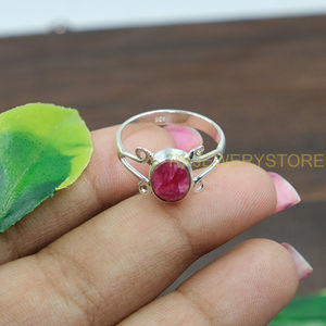 แหวนพลอยสีชมพู แหวนเงินแท้ 925 แหวนหินสีชมพูสำหรับผู้หญิงแหวนแต่งงานทำด้วยมือของขวัญวันเกิดคริสต์มาสเครื่องประดับ - Product Image 5