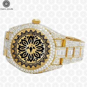 Charm_Jewells Luxury Gold <b>Watch</b> 38mm Round Dial Analog Quartz Movement Diamond Encrusted Unisex Fashion Jewelry - Product Image 2