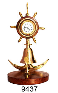 Ancre en laiton avec horloge sur socle en bois ancre nickelée/base noire inde fabricant et exportateur indien - Product Image 5