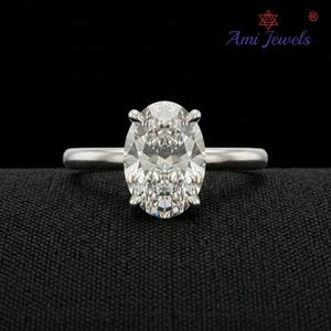 Anillo de Diamantes de Oro Blanco de 18k de Estilo Lujoso para Mujer, Anillo de Bodas Sencillo con Acabado Brillante - Product Image 1