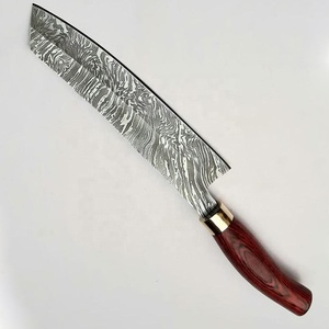 Couteau de chef en acier damas forgé à la main, personnalisé, avec manche en bois, design ambidextre, étui en cuir - Product Image 2