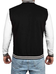 <b>Mens</b> Black and <b>White</b> Varsity <b>Jacket</b> - Product Image 2