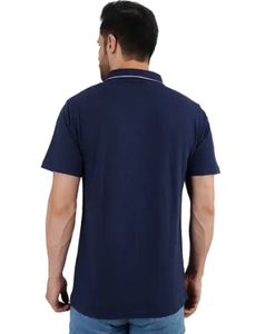 Polo bleu marine de qualité supérieure – Mélange de coton ultra-doux et respirant, un essentiel décontracté avec détail de col contrastant - Product Image 2