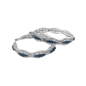Pendientes de Aro Huggie con Diamantes Naturales Azules y Blancos de Corte Redondo de 2.38 Cttw para Mujer en Plata de Ley 925 - Product Image 4