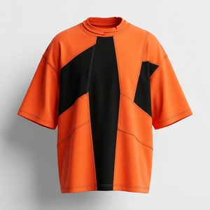 เสื้อยืดโอเวอร์ไซส์ผู้ชาย สไตล์สตรีทแวร์ ดีไซน์แผงผ้า คอตตอน แฟชั่น - Product Image 1