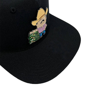 หมวกแก๊ปสีดำ 6 แผง แบบ Snapback ปักลายคาวบอย ดีไซน์ unisex สวมใส่สบาย ปรับขนาดได้ ผลิตจากผ้าโพลีเอสเตอร์ทวิล 100% สีพื้น - Product Image 5