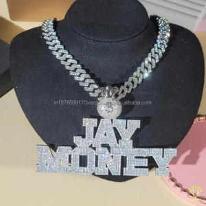 Pendentif tendance en moissanite et diamant « JAY MONEY » avec chaîne cubaine glacée, bijoux hip-hop pour hommes et femmes - Product Image 4