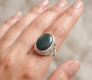 Natural Bloodstone Oval <b>Ring</b> 925 Sterling Silver Rose Gold Yellow Gold Plated Vintage Handmade Statement Jewelry <b>for</b> Unisex <b>Men</b> - Product Image 2