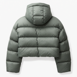 Kapuzen-Steppjacke Unisex Kurz Baumwollgefüllt Winddicht Reißverschluss Patchwork Buchstaben-Design Vorne Einfarbig Lässig - Product Image 3