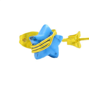 Boucles d'oreilles étoile turquoise, boucles d'oreilles en fil plaqué or, bijoux célestes faits à la main, cadeau pour elle - Product Image 2