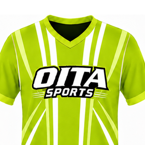 Camiseta de Rugby Verde Lima y Blanca, Manga Corta, Cuello en V, Uniforme de Equipo, Transpirable, Ligera, Personalizable, Ropa Deportiva de Entrenamiento - Product Image 3