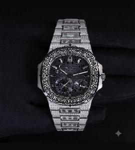 AMBER JEWELS Luxury Men's Silver Square Analog Quartz CITIZEN Movement 3BAR Water Resistant <b>Watch</b> <b>Diamond</b> Accents Sapphire - Product Image 2