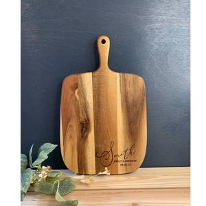 Tabla de Cortar de Madera de Acacia Natural Única con Asa, Diseño Moderno, Ecológica, Hecha a Mano, Duradera - Product Image 1