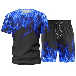 Mens <b>Sets</b> Fashion Summer Man Sportswear Two Pieces Tracksuit Sports Suit Printed Tee Top+Shorts Sweatsuit Male Brand Clothing - Product Image 1