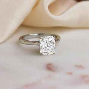 Elongated Cushion Cut D Color VVS Moissanite Prong Set <b>Solitaire</b> Engagement <b>Ring</b> Womens 925 <b>Silver</b> Fine Promise Gift Wedding - Product Image 5