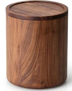 Tarro decorativo de madera con tapa para soluciones de almacenamiento de alimentos en la encimera de la cocina de estilo rústico. - Product Image 2