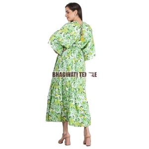 Indien Vintage été soie Maxi robe pour femmes imprimé fleuri respirant doux décontracté Boho plage porter bouton décoration lavable - Product Image 3