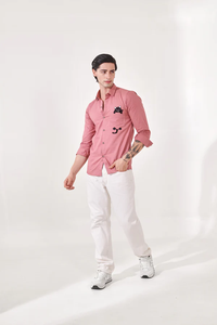 Camisa de Manga Larga para Hombre, Camisa Bordada con Gato, Corte Ajustado, Cierre de Botones, Informal, de Moda, Mezcla de Algodón, Camisa con Diseño Gráfico para Fiesta o Club - Product Image 2