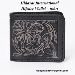 Men's Vintage Western Floral Tooled Cowhide Leather <b>RFID</b> Short <b>Wallet</b> Tassel Bifold <b>Wallet</b> OEM - Product Image 5