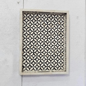 Plateau décoratif en os incrusté, fabriqué à la main par des artisans, plateau de luxe pour table basse, ottoman et coiffeuse, en vente directe d'usine - Product Image 3